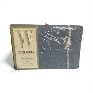Wamsutta Supercale Plus Twin Flat Sheet Bayport Chablis Blue 200 TC Cotton Blend